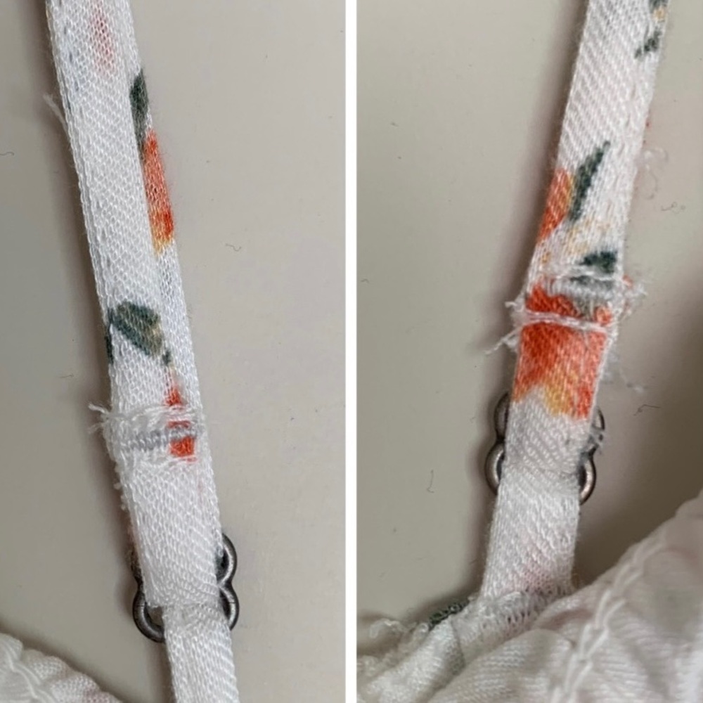 *SOLD* NWT Abercrombie & Fitch Smocked Squareneck Mini Dress, White Peach, MTall - Picture 15 of 15